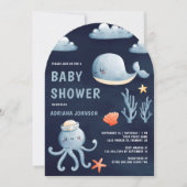 Invitation Aquarelle marine Baby shower d'arc bleu marine (Devant)
