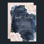 Invitation Aquarelle marine Bleu Bleu Floral Sweet 16<br><div class="desc">Marine Aquarelle Beau Blush Floral Sweet 16 Invitation Convient pour toutes les saisons Voir la collection correspondante dans Niche and Nest Store</div>