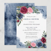 Invitation Aquarelle Marine Bleu Bourgogne Brousse Fête des m (Devant / Derrière)