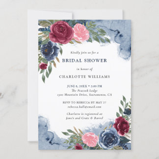 Invitation Aquarelle Marine Bleu Bourgogne Brousse Fête des m