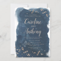 Aquarelle Marine bleu étoile Rose Mariage or