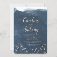 Aquarelle Marine bleu étoile Rose Mariage or