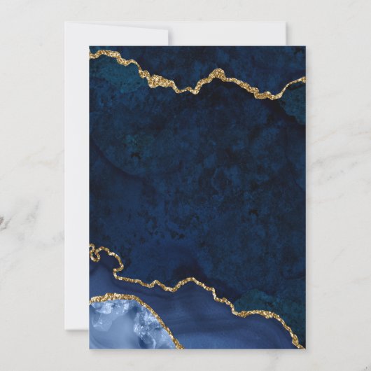 Invitation Aquarelle Marine Blue Gold Marble Mariage (Dos)