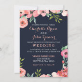 Invitation Aquarelle Marine Blush Floral Mariage élégant (Devant)