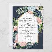 Invitation Aquarelle Marine Blush or Floral Arc Mariage (Devant)