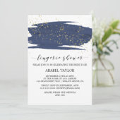 Invitation Aquarelle Marine et Gold Sparkle Lingerie Douche (Debout devant)