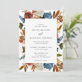 Invitation Aquarelle marine et rouille Boho Floral, Mariage e (Debout devant)