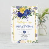 Invitation Aquarelle Marine et Yellowish Gold FlorMariage (Debout devant)