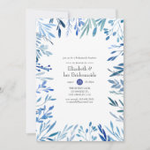 Invitation Aquarelle Marine Indigo Feuilles Bridesmaitres Déj (Devant)