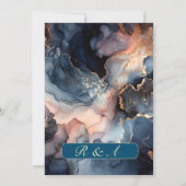 Invitation Aquarelle marine moderne élégante bleu & pêche Aqu (Dos)