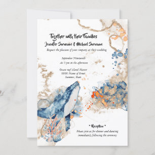 Invitation Aquarelle marine orangée marine