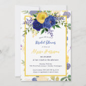 Invitation Aquarelle Marine Yellowish Gold Floral Bride (Devant)