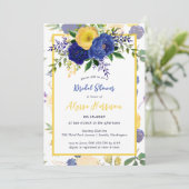 Invitation Aquarelle Marine Yellowish Gold Floral Bride (Debout devant)