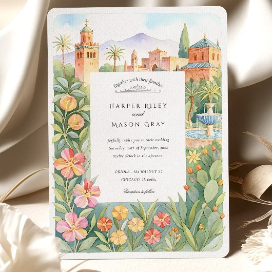 Invitation Aquarelle Marrakech Marrakech Jardin marocain Mari