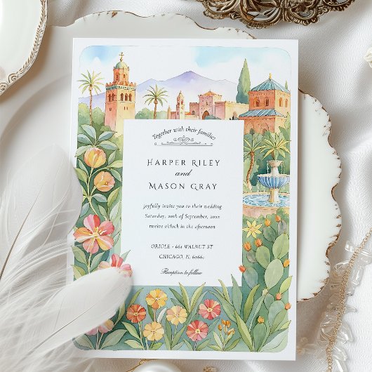 Invitation Aquarelle Marrakech Marrakech Jardin marocain Mari