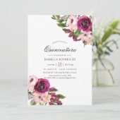 Invitation Aquarelle Marsala et Floral Blush Quinceañera (Debout devant)