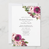 Invitation Aquarelle Marsala et Mariage floral (Devant)