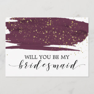 Invitation Aquarelle Marsala Gold Vous Serez Ma Femme D'Accue