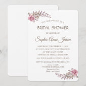 Invitation Aquarelle Marsala Maroon Fête des mariées florale (Devant / Derrière)