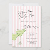 Invitation Aquarelle Martini Fête des mariées à rayures roses (Devant)