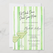 Invitation Aquarelle Martini Green Stripes Fête des mariées (Devant)