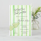 Invitation Aquarelle Martini Green Stripes Fête des mariées (Debout devant)
