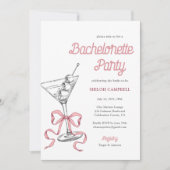 Invitation Aquarelle Martini rose Bow Bachelorte (Devant)