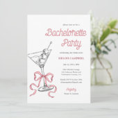 Invitation Aquarelle Martini rose Bow Bachelorte (Debout devant)