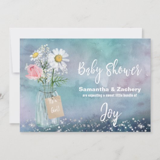 Invitation *~* Aquarelle Mason Jar Floral Baby shower rustiqu (Devant)
