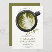 Invitation Aquarelle Matcha thème douche nuptiale (Devant / Derrière)