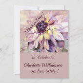 Invitation Aquarelle mauve et pourpre Fleur Anniversaire (Devant)