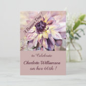 Invitation Aquarelle mauve et pourpre Fleur Anniversaire (Debout devant)