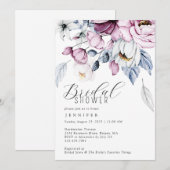 Invitation Aquarelle mauve moderne Fête des mariées florale (Devant / Derrière)