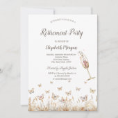 Invitation Aquarelle Meadow Butterflies Glass Retirement (Devant)