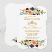 Invitation Aquarelle Mélange de verdure Florale Quinceanera (Devant / Derrière)