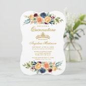 Invitation Aquarelle Mélange de verdure Florale Quinceanera (Debout devant)