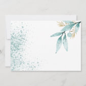 Invitation Aquarelle menthe vert feuille d'or Merci (Dos)