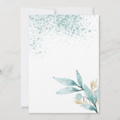 Invitation Aquarelle menthe vert feuille or Mariage (Dos)