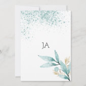 Invitation Aquarelle menthe vert or feuillage Tableau Numéros (Dos)
