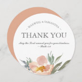 Invitation Aquarelle Merci vert, blanc et orange (Devant / Derrière)