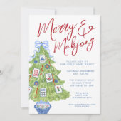 Invitation Aquarelle Merry & Mahjong Christmas Tree Party (Devant)