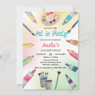 Invitation Aquarelle Mettons l’art en fête! Anniversaire