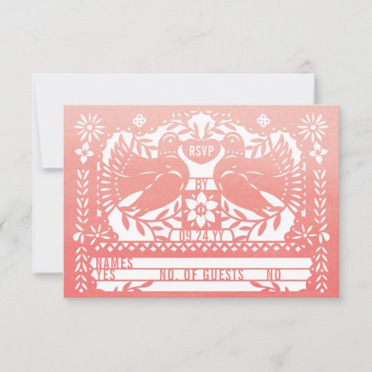 Invitation Aquarelle Mexicaine Fantail Doves Papel Picado RSV (Devant)