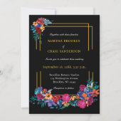 Invitation Aquarelle mexicaine Fleur Mariage noir (Devant)