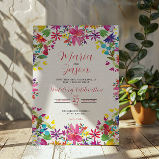 Invitation Aquarelle mexicaine Floral Romantic Flowers Mariag