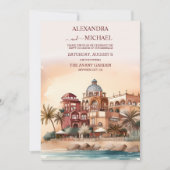 Invitation Aquarelle Mexique Cancun Destination Mariage (Devant)