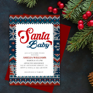 Invitation Aquarelle mignon rouge Père Noël baby shower bébé