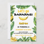 Invitation Aquarelle mignonne Allons-y Bananes Anniversaire (Devant)