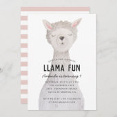 Invitation Aquarelle mignonne alpaga. Llama fête d'anniversai (Devant / Derrière)