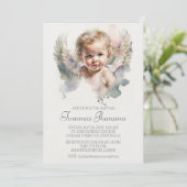 Invitation Aquarelle mignonne Angel Baby Baptême (Debout devant)
